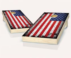 "Grunge American Flag" Cornhole Set